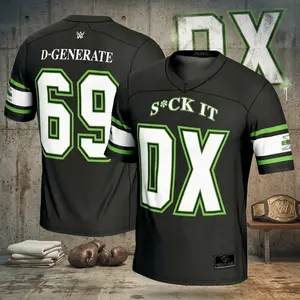 [HOT JERSEY] D-Generation X Football Jersey – Men’s Black Wrestling Inspired Fashion Sports Shirt - Full Print Logo