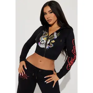 Ed Hardy NYC Zip Front Hoodie - Black