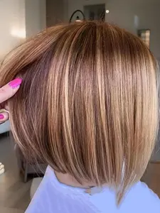 Gradient Wig for Women, Synthetic Wig, Bob Cut Side Part Short Straight Wig Set, Perfect Gift for Holidays, Daily Use, Multiple Occasions