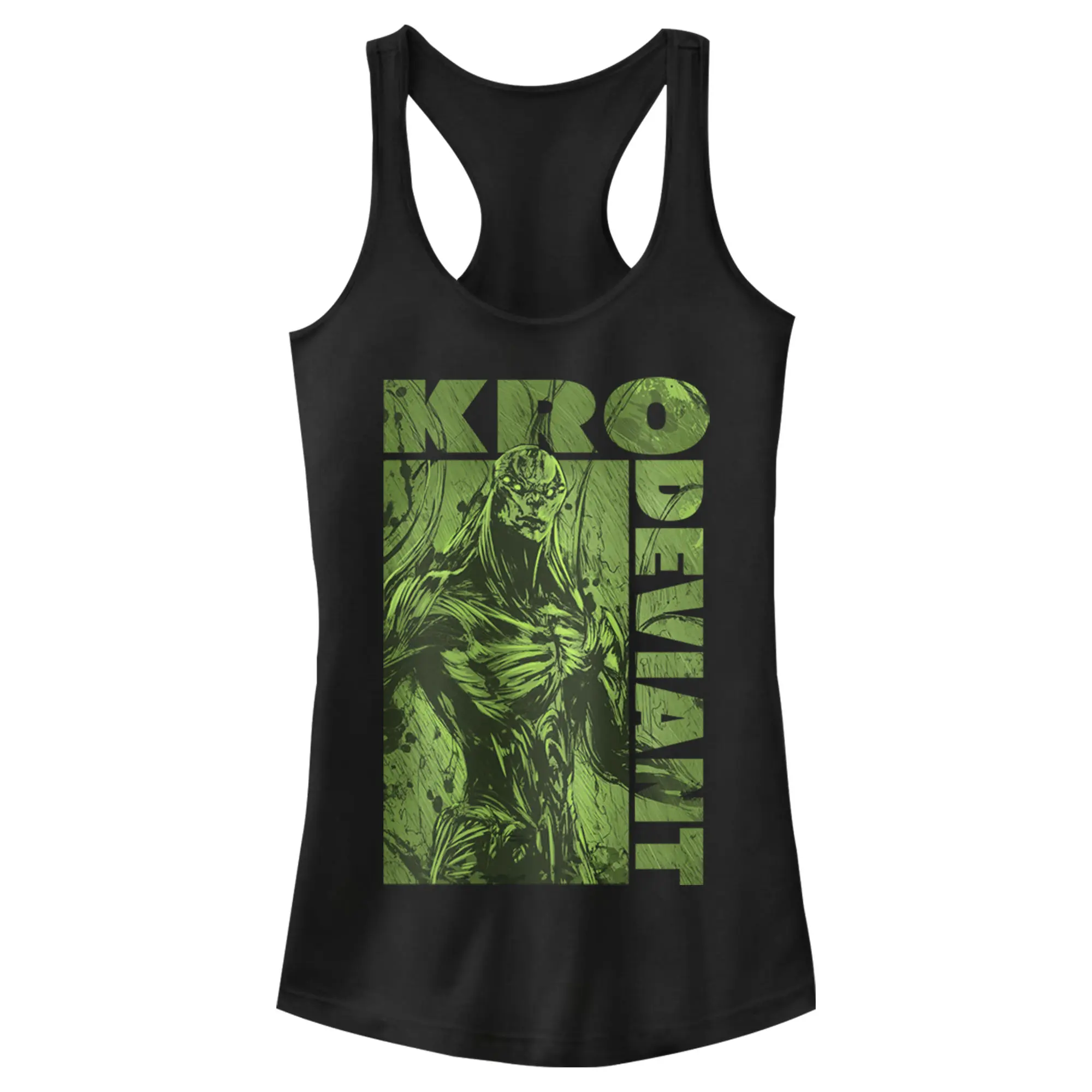 Juniors Womens Marvel Eternals Kro Deviant Green Racerback Tank Top