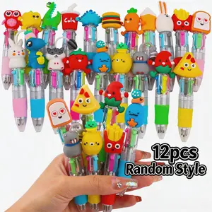 12pcs Random Mini Multicolor Pens, 4-In-1 Cute Ballpoint Pens for Kids, Fun Kawaii Party Favors, Birthday & School Supplies