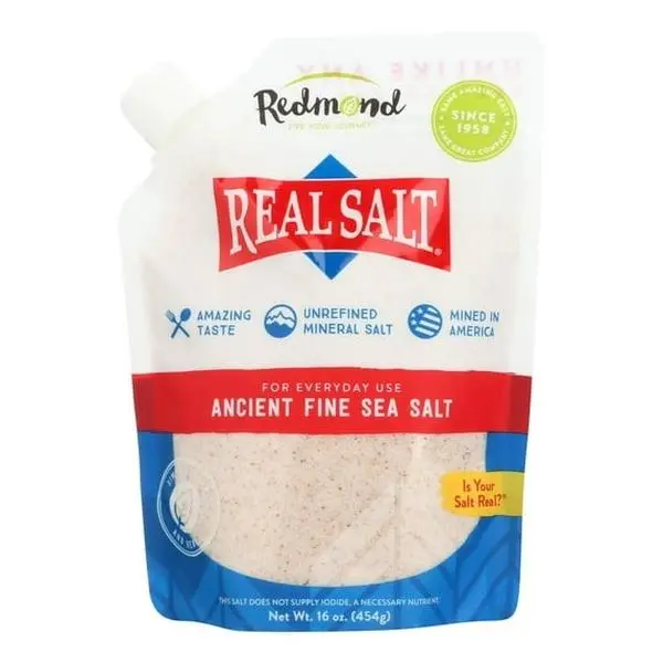 Redmond Real Salt Ancient Fine Sea Salt, 16 oz – Unrefined Mineral-Rich Sea Salt, Natural Pink Salt from Ancient Utah Sea Bed, Gluten-Free, Kosher, Perfect for Everyday Cooking & Seasoning
