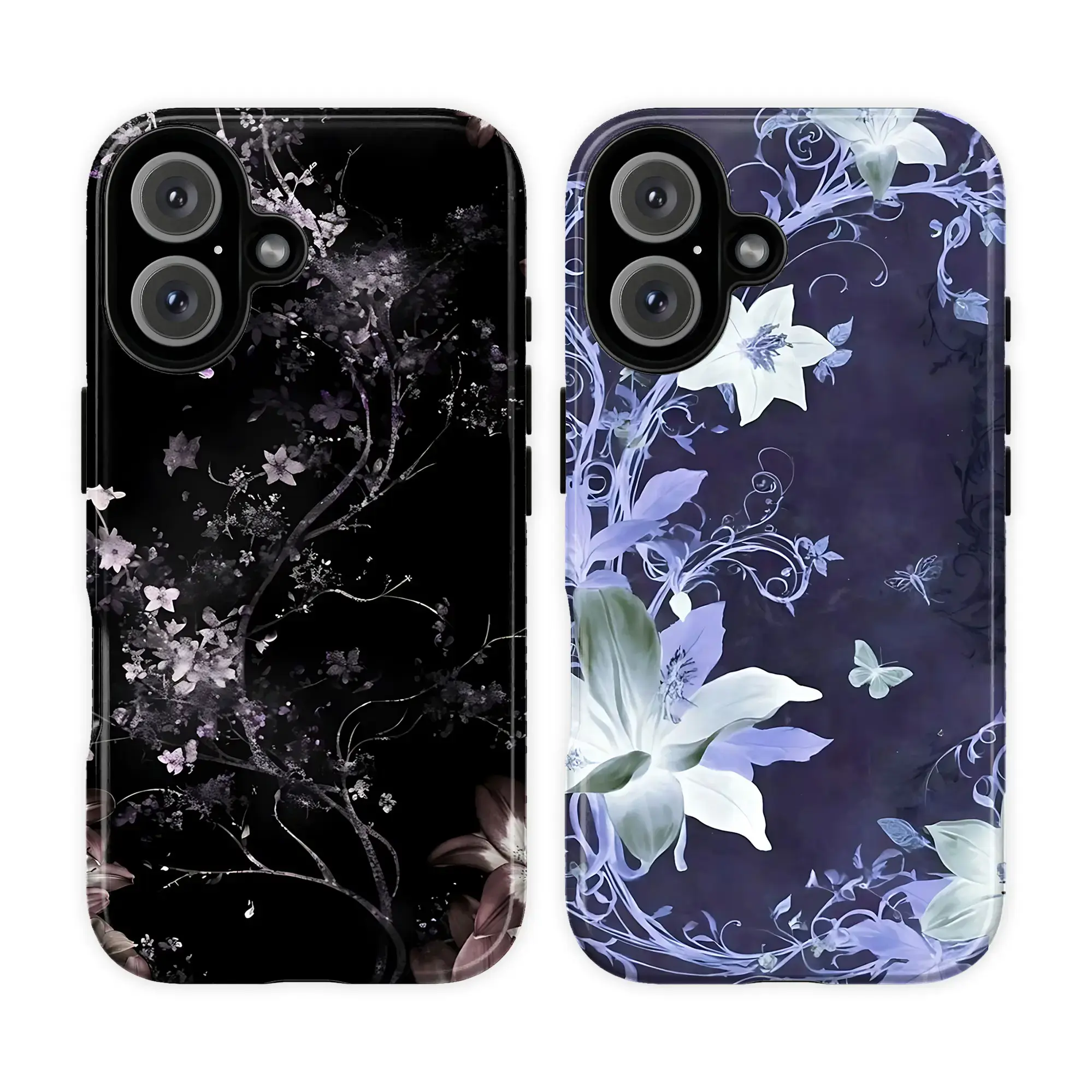 Dark Floral Aesthetic Phone Case|Vintage Botanical Cover| Elegant Black Flower Protective Phone Case For iPhone 17 Pro Max 16 15 14 13 12 11 for Samsung S21 S22 S23 S24 S25 S26 Phone Case|Tough Phone Case|gift for him for her|Best Gift Wireless Protection