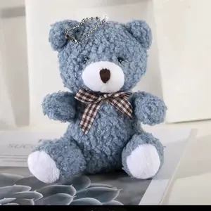 Cute Teddy Bear Keychain with Bow Accent