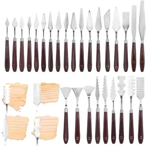27 Pcs Palette Knife Set Stainless Steel Painting Knives with Wood Handle for Acrylic Canvas Oil Painting Mixing and Texturing