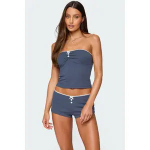 Isela Contrast Pointelle Tube Top