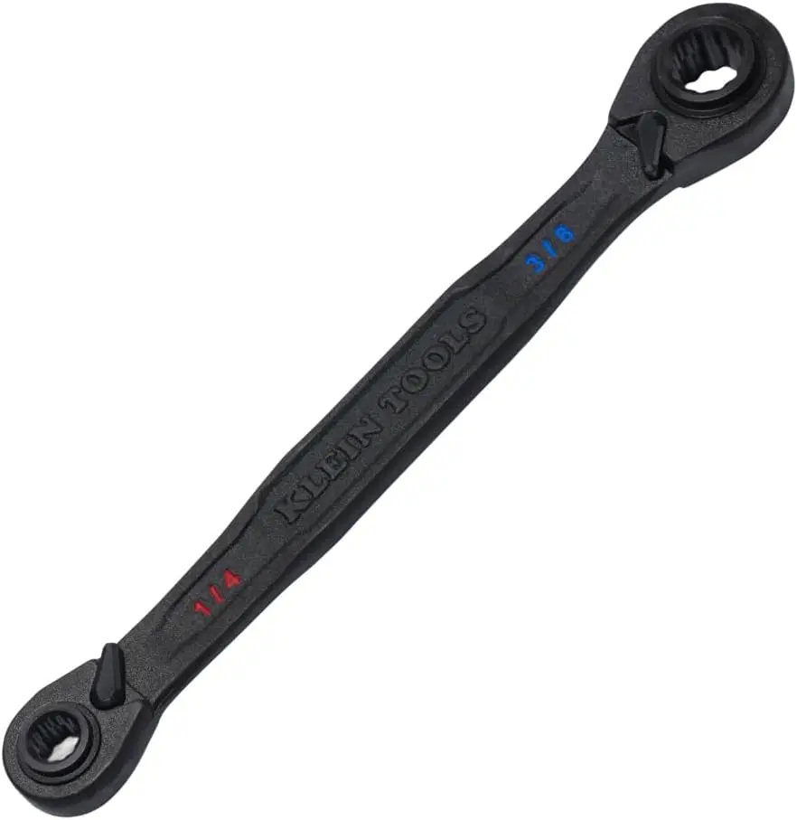 Klein Tools 68214 4-in-1 Reversible Ratchet Wrench, SAE 1/4" to 7/16", 90-Tooth Pass-Through
