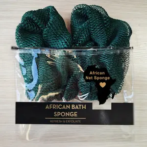 2 Pack African Exfoliating Net Sponge Bundle, Classic Texture Body Scrubber