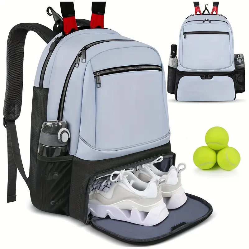 1pc Large Capacity Tennis Badminton Unisex Backpack for Men Women, Ball Bag with Insulated Pocket And Ventilated Shoe Compartment, Hold 1-2 Racket Storage Sports Bag, Men's Gifts, Valentine's Day Gifts