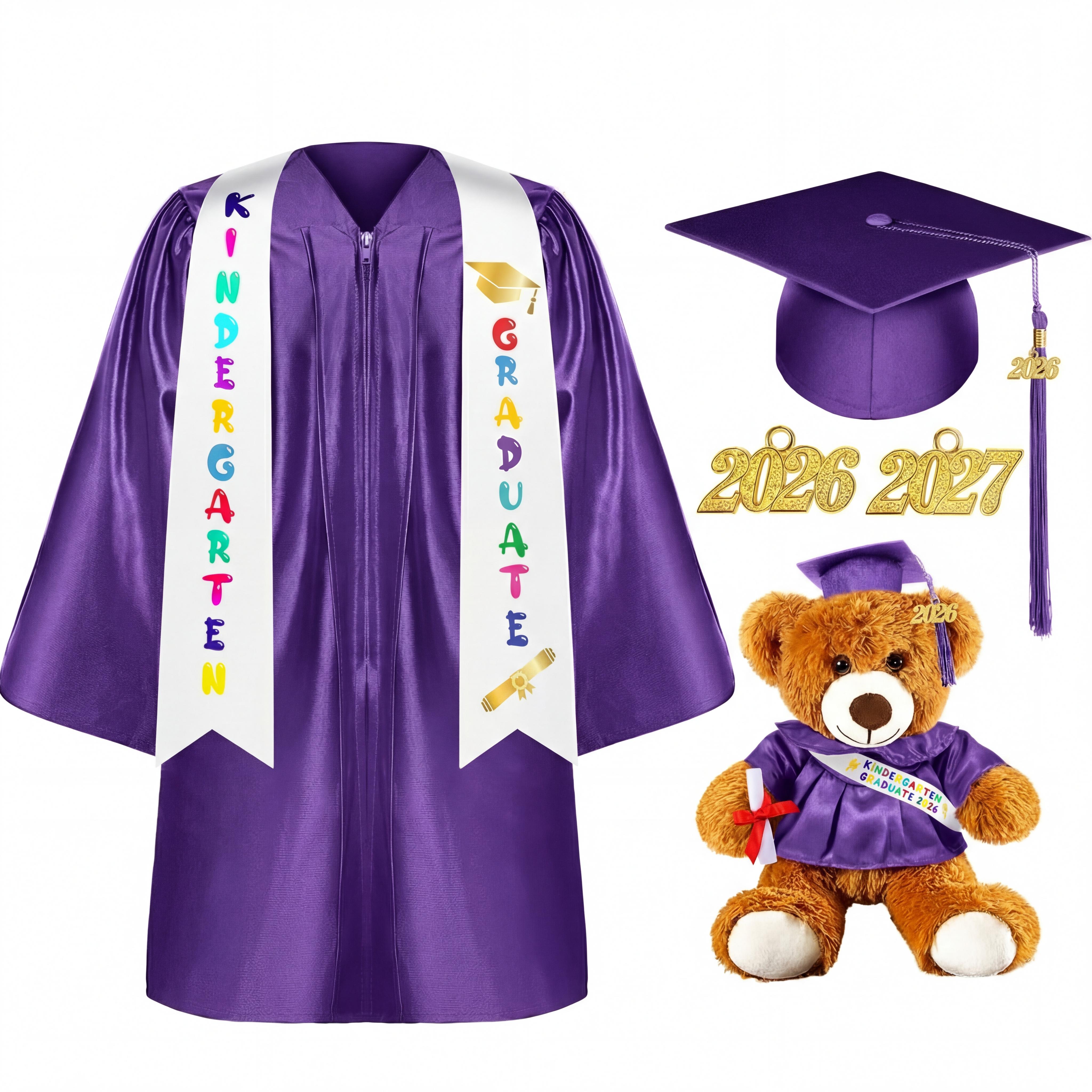 7 Pcs Graduation Gown Cap 2026 Graduation Accessories Include Stole Tassel Sash Charm Bear Gifts for Classmates or Friends Student  Graduation School Supplies