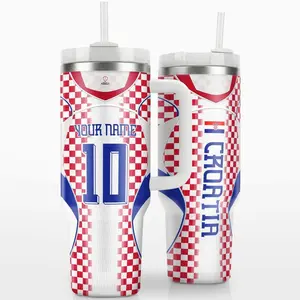 Personalized Croatia Football Fan Tumbler Custom Name Gift