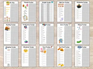 A5 Wellness Tracker Inserts Habit Health Self-Care 15 Printed Pages for Journaling Self-Care Enthusiasts & Healthy Habits Monitoring