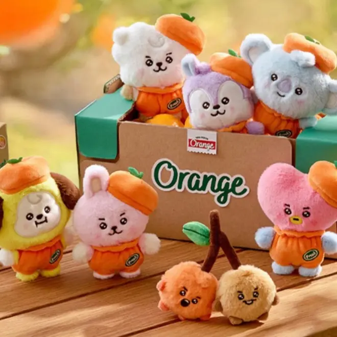 Anime New BT21 Cooky Shooky Toy Plush Toy Y2K Fashion New Cartoon Orange Plush Doll Backpack Keychain Pendant Gift for Friends