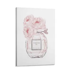 Fashion Perfume Blush Pink Wall Art, Roses Poster, Love Perfume Art, Vanity Decor, Dressing Room Decor Fashion Print