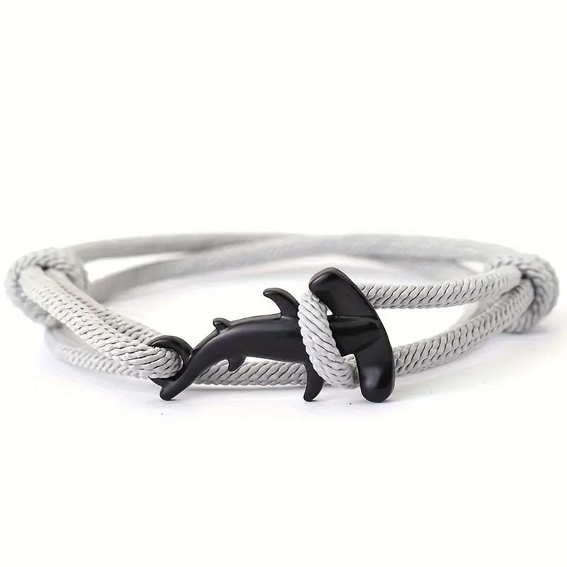 Shark Design Braided Bracelet, Adjustable Bracelets for Men & Women, Fashion Jewelry for Party, Daily Clothing Decor, Trendy Exquisite Jewelry for Gift, Trendy Fashionable Accessories, Adjustable Strap Bracelets