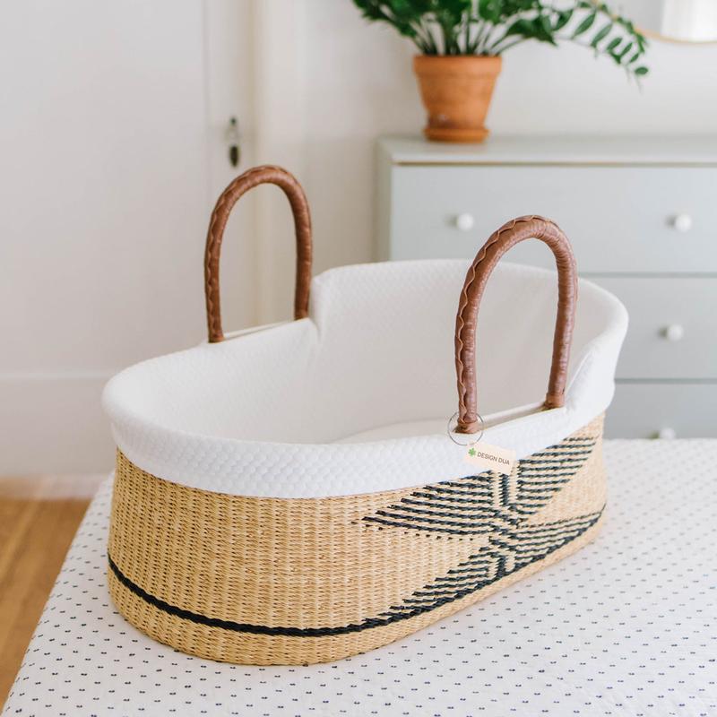 Design Dua Signature Bilia Bassinet - Kente, Safe for Newborn Sleep, Handmade, Sustainable, Comes with Fitted Foam Pad Bedside bassinet