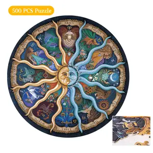 Stress Relief 12 Constellations 500pcs Paper jigsaw wooden Wo  for adults fun satisfying puzzle montessori child