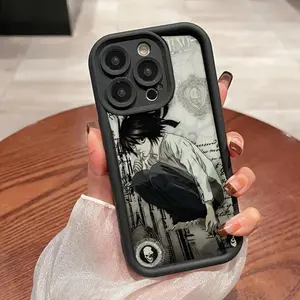 Japanese Anime Death Note Shock-Proof Anti-Fall Phone Case Compatible with iPhone 16 15 14 13 12 11 Pro Max X XR XS MAX 8 7 Plus Shockproof Transparent Soft Back Cover