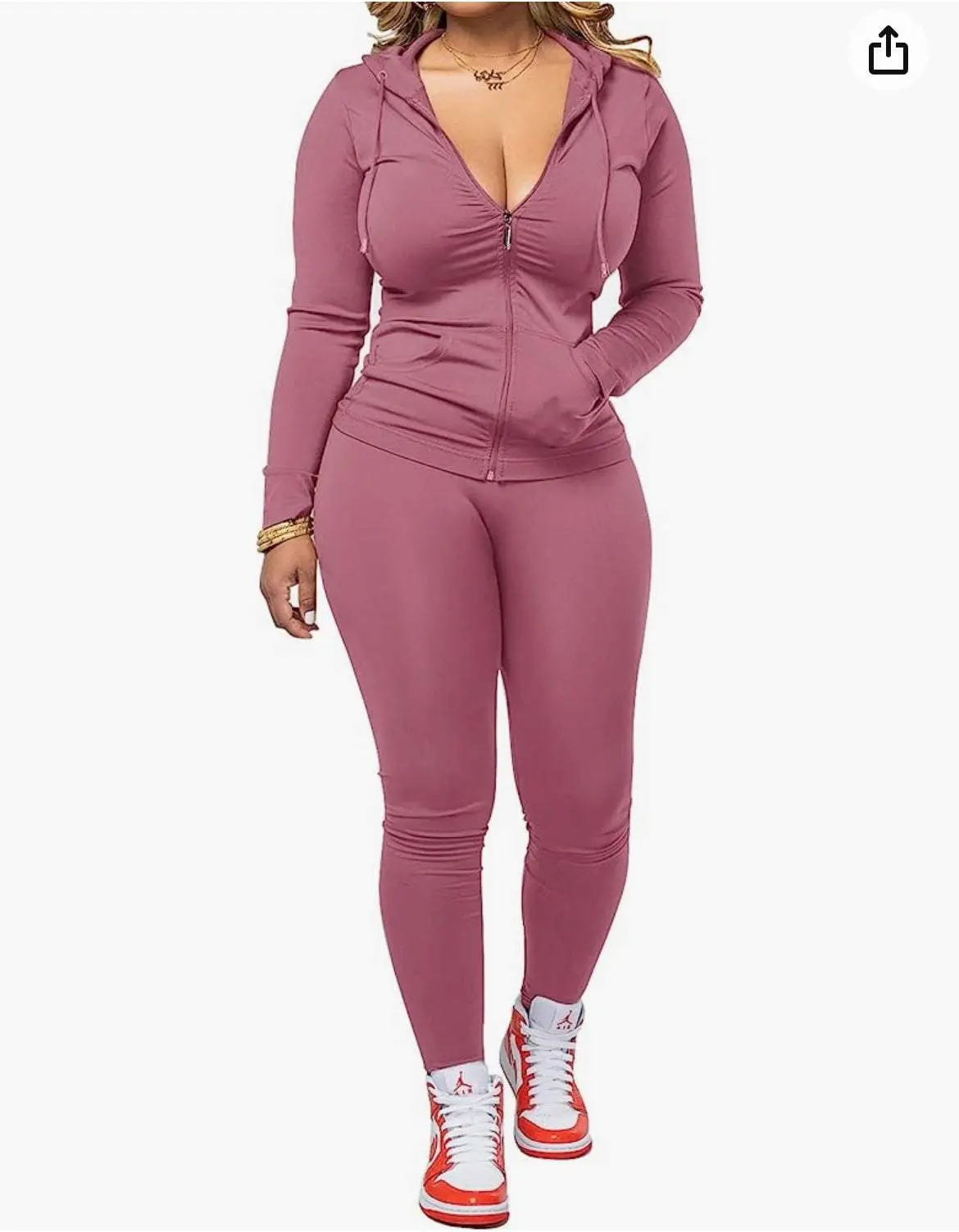 Mauve Pink Long Sleeve Two piece Set