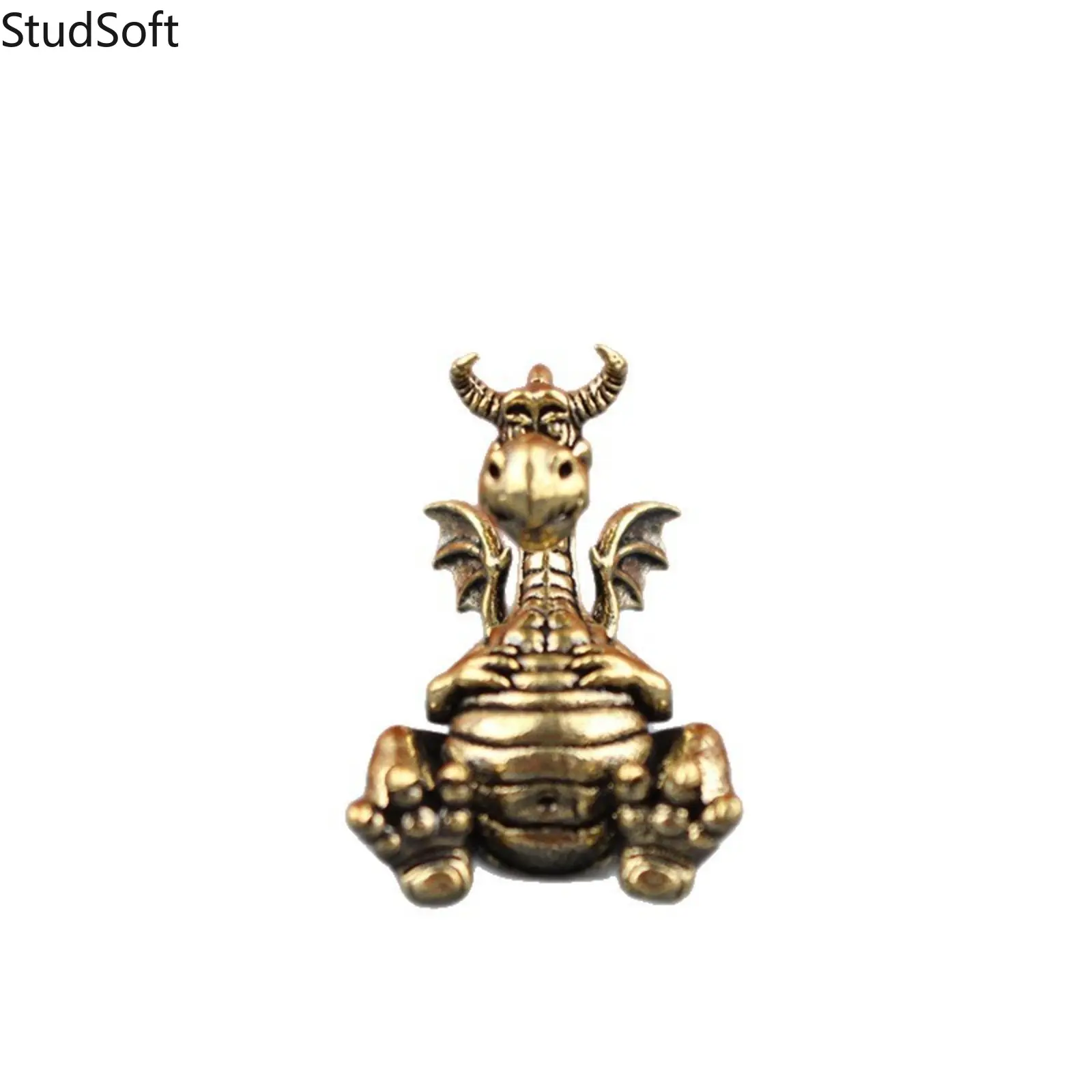 2026 New 2-Pack Brass Belly Dragon Figurines, Cute Cartoon Winged Dragon Statues, Fairy Tale Fantasy Decor for Home Office Desk, Creative Mini Dragon Model Ornaments for Tabletop & Shelf Display