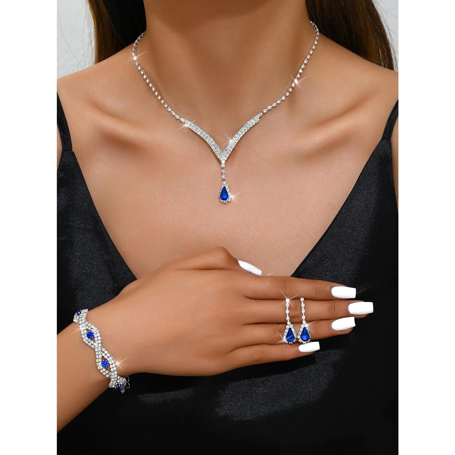 630+746 Royal Blue Set Necklace+Earstuds