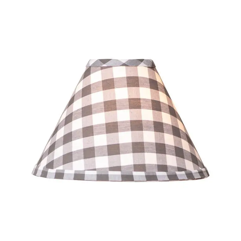 Gray Check Fabric Lamp Shade | Rustic Farmhouse Style