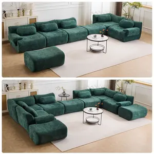QAK 184" Living Room Bone-Free Sofa Set Cloud Modular Sofa Boxed, Memory Foam Modern Sofa, Large Comfort Compression Sofa, Compact Space Bedroom Apartment Two-Person Sofa