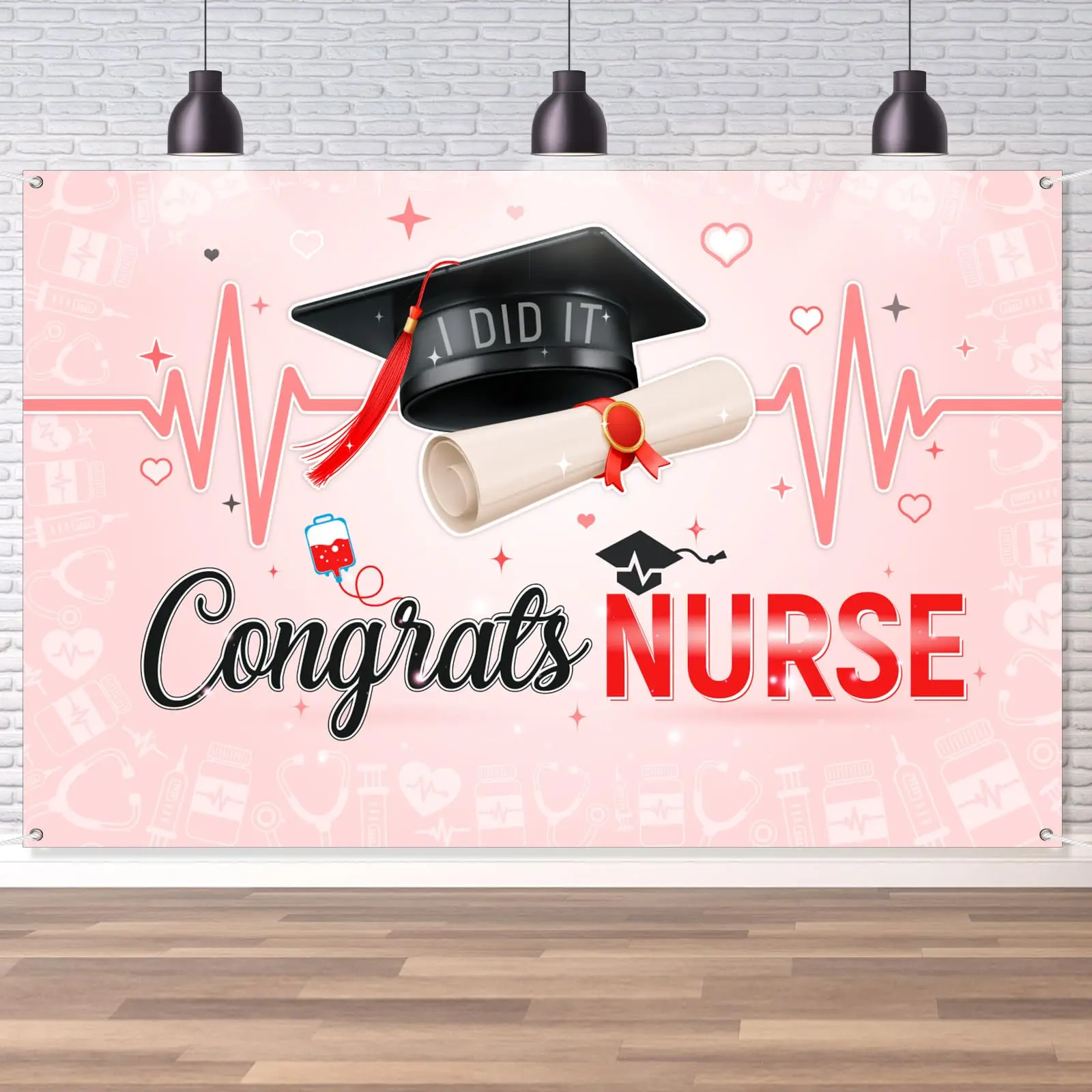 Nurse Graduation Tapestry Wall Decor - Vertical Theme, Suitable for Nurse Week and Graduation Party Decorations, with Stretch Text Printing, Can Be Used as a Porch/Office Outdoor Door Flag - Congratulations to Nursing Graduates Tapestry Wall Hanging