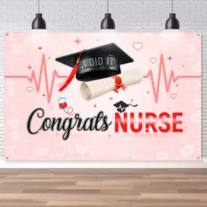 Nurse Graduation Tapestry Wall Decor - Vertical Theme, Suitable for Nurse Week and Graduation Party Decorations, with Stretch Text Printing, Can Be Used as a Porch/Office Outdoor Door Flag - Congratulations to Nursing Graduates Tapestry Wall Hanging