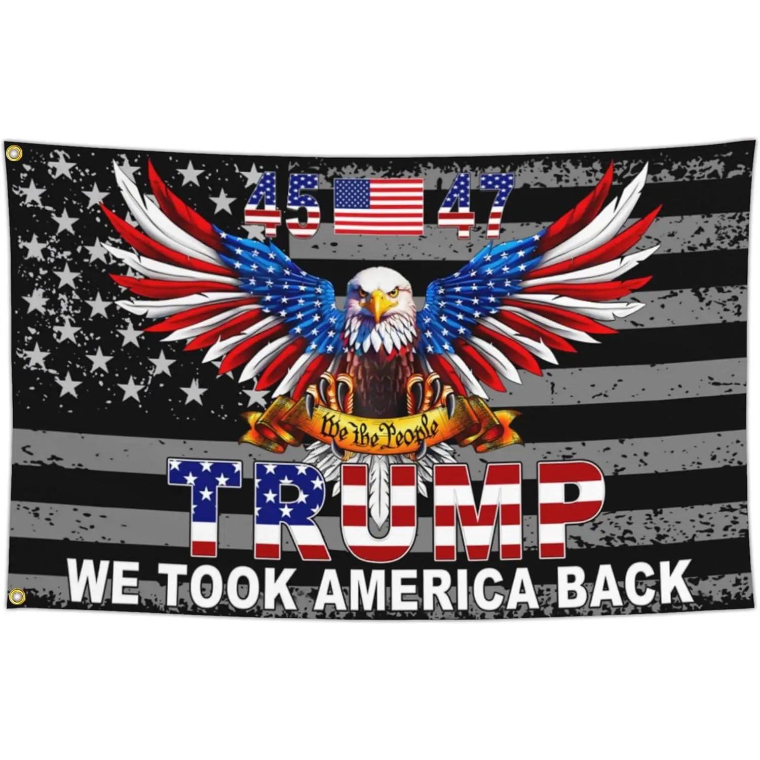 Trump President American Eagle Double-Sided Polyester Synthetic Multi-Size Tapestry Flag - 45th & 47th Trump 2025 Decor, Machine Washable for Outdoor Yd, Indoor Bedroom Home Supplies Banner, Tropical, Solid