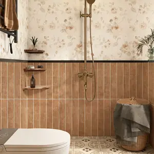 Warm Caramel Striped Tile Wallpaper Roll, Self-Adhesive Waterproof Kitchen Backsplash, Home Decor Wall Paper, Seamless Vinyl