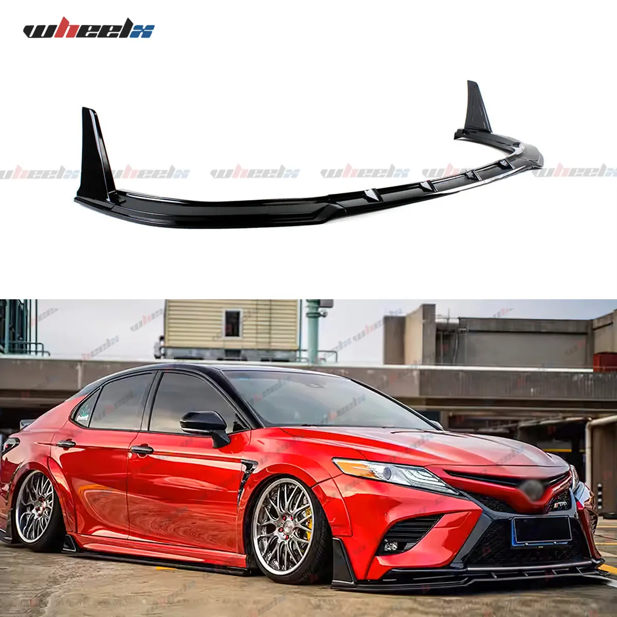 2018-2020 Toyota Camry SE · XSE · TRD · Hybrid – Yofer V2 Front Bumper Lip Spoiler Gloss Black | Under Splitter | 4-Door Sedan | Body Protection Kit