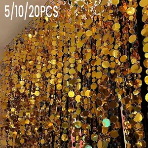 Golden Mirror Sequin Curtain Decorations, Hanging Sequin Ribbon for Weddings, Engagements, Birthdays, Valentine's Day, Graduations, No Power Needed