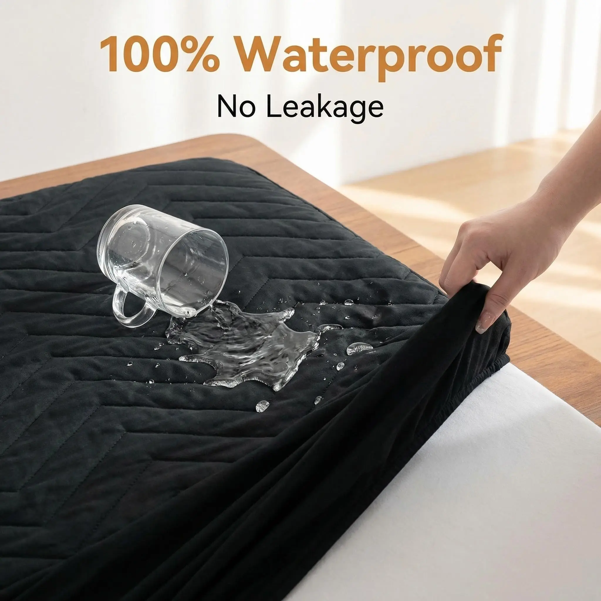 [Back To School]NTBAY Ultra-Soft Quilted Mattress Protector, 100% Waterproof & Breathable Cover, Luxury Microfiber Bedding Shield, Noiseless Fitted Sheet Style