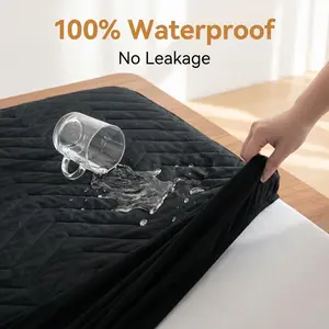 [Memorial Day Sale]NTBAY Ultra-Soft Quilted Mattress Protector, 100% Waterproof & Breathable Cover, Luxury Microfiber Bedding Shield, Noiseless Fitted Sheet Style