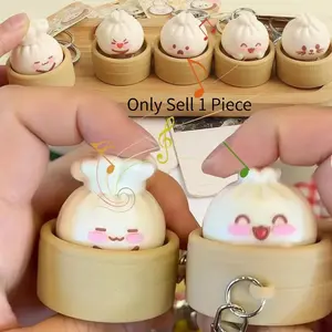 Original Simulation Xiaolongbao Keychain, Cartoon Expression Backpack Charm, Stress Relief Toy, Cute Key Pendant, Fun Accessory