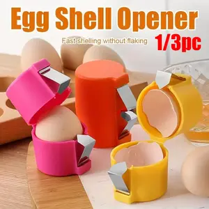 1/3pc Eggshell Opener with Stainless Steel Blade for Easy Egg Cutting, One-Handed Hygienic Operation, Perfect for Cooking and Baking, Egg Cracker Tool
