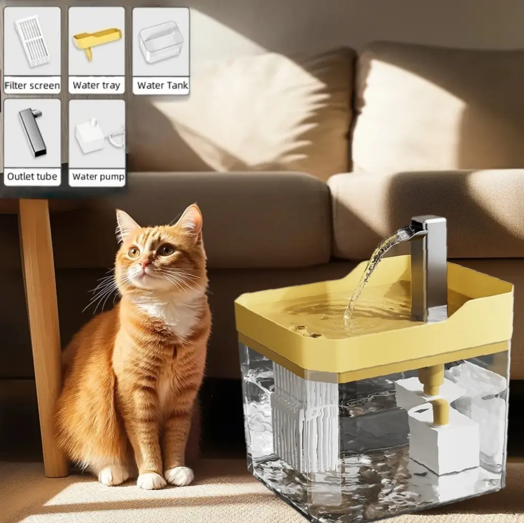 Aesthetic Cat Water Fountain with Faucet Design, Transparent Automatic Pet Water Dispenser for Indoor Cats (Ultra Quiet)