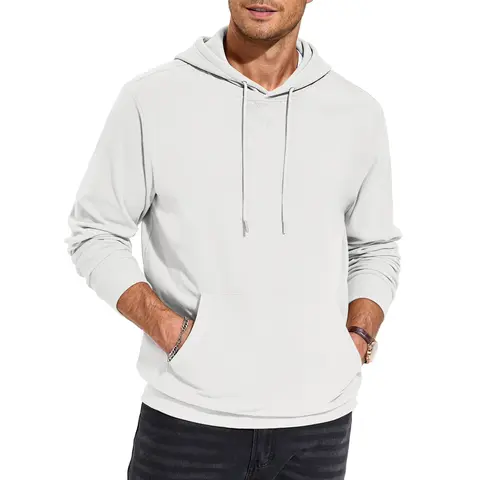 AUSELILY Menswear Classic Longsleeves Hoodie - 2026 New Casual Pullover with Storage Pockets, X Decoration, Plain Sweatshirts for Back to School First Day Outfits
