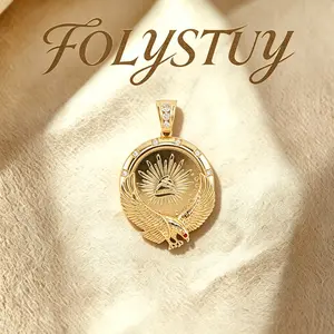 [longEagle's Hold Pendant]FOLYSTUY(K143)18kEagle's Hold Pendant - multi-functional wear - Unique eagle three-dimensional relief.18k gold pendant, width 49mm, length 75.5mm