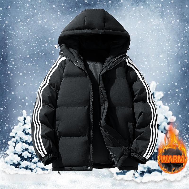 Casual Padded Jacket Men Winter Thick Warm Hooded Coats Zipper Fashion Menswear for Cold Weather polyester fiber Padding Trendy Style
