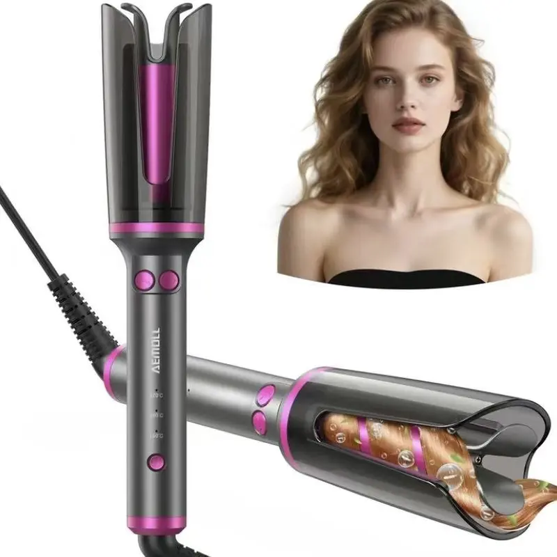 Automatic spiral curling iron with negative ions, long-lasting styling, lazy perm, big curls, large waves, does not damage hair, perfect gift, Smooth mini curler, automatic rotating hair styling suit for ideal gift selection.