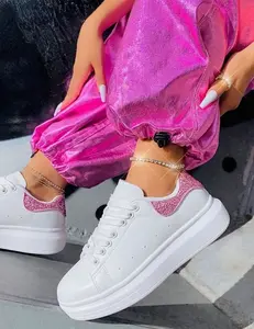 SPARKLE PINK SNEAKERS Round Toe