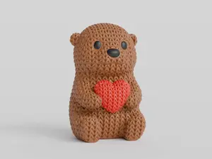 Knitted Otter With Heart