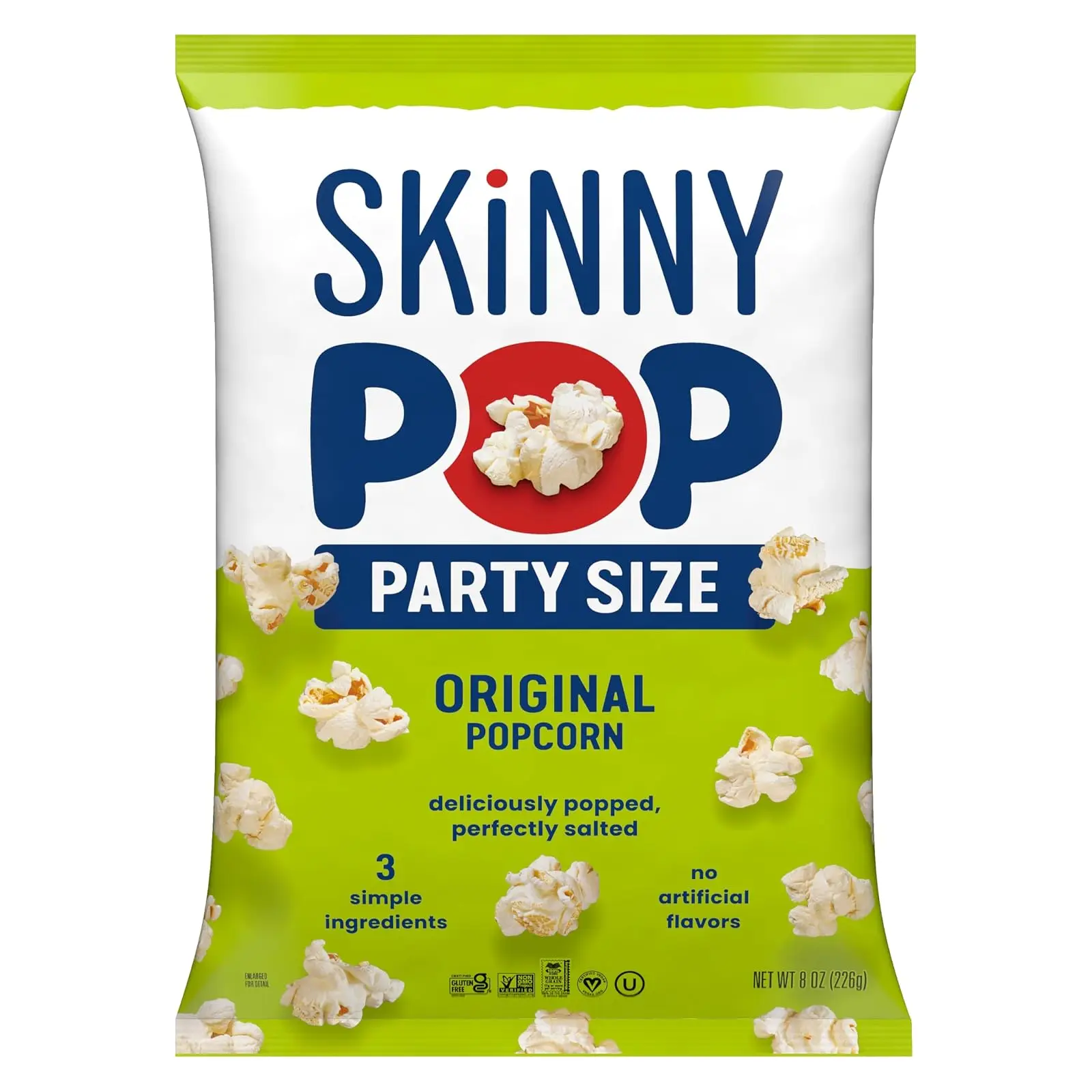 Popcorn, Original, Whole Grain, Dairy-Free Snack, 8oz Family Size Bag