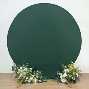 7.5ft Matte Hunter Emerald Green Round Spandex Fit Party Backdrop Stand Cover