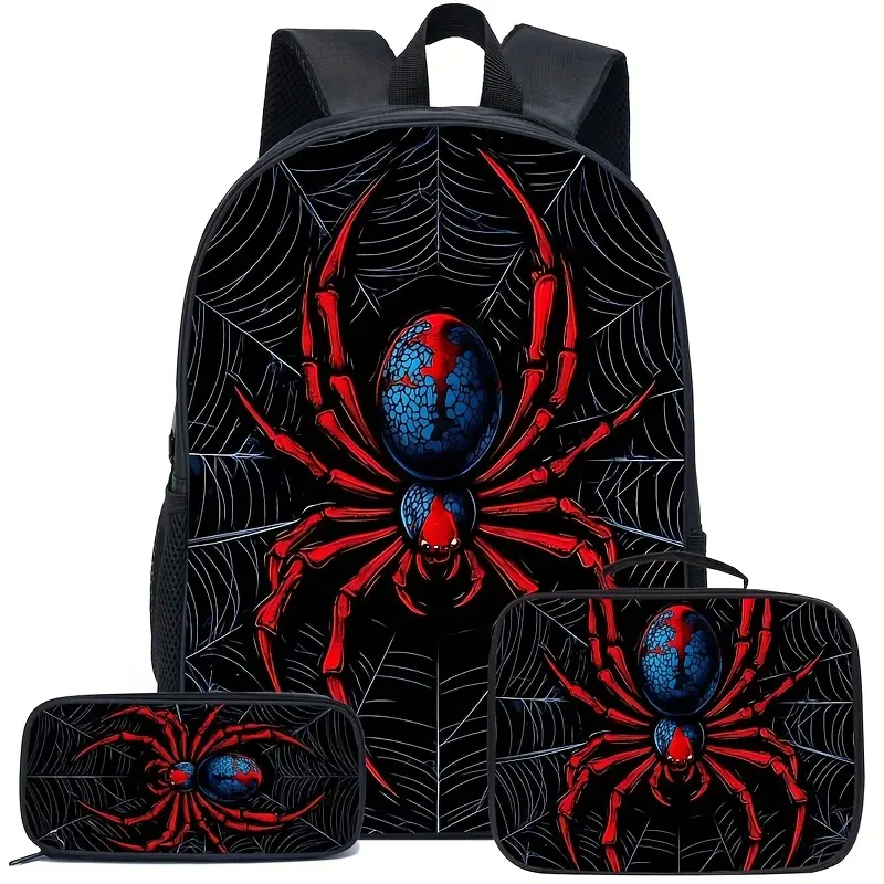 Red Spider Print Carrying Backpack - Fashion Durable Casual Sports & Outdoor Leisure Storage Bag, Casual Backpack