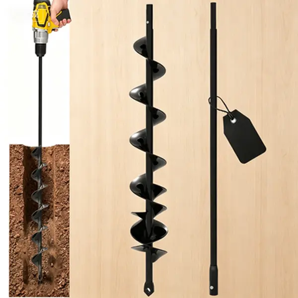 3/8'' Hex Spiral Auger Bit - 2x32'' Drill Extension for Planting - Garden Hole Digger for Bulbs, Fence Posts, Umbrella Holes - Reusable Spiral Hole Planter - Heavy Duty Yard Digging Tool
