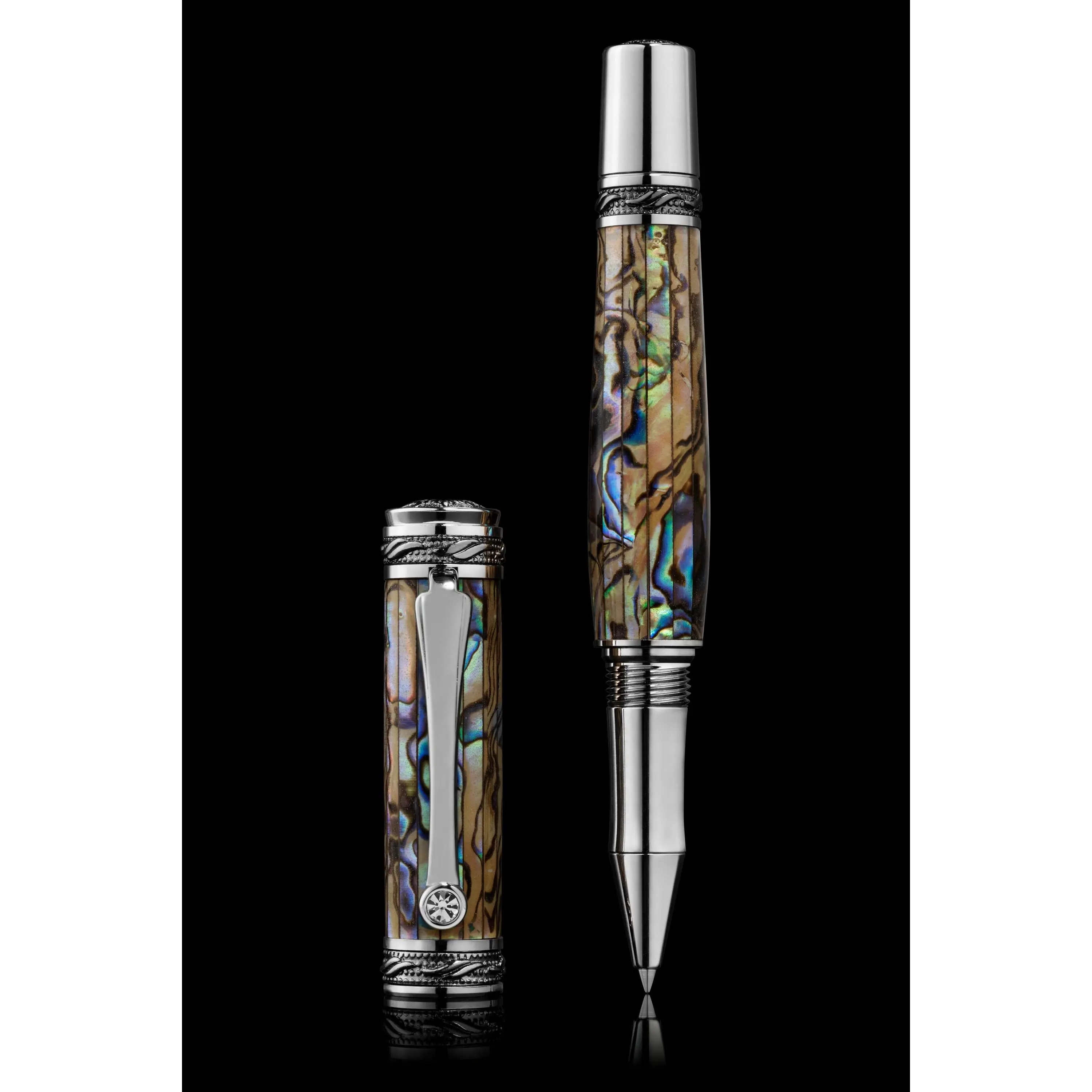 Pitchman Tycoon Lustrous Tan Abalone Shell Rollerball Pen