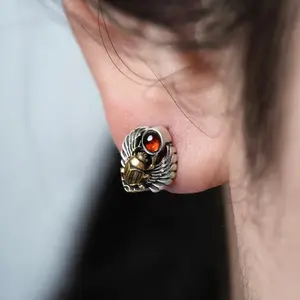 Scarab Studs, Egyptian Earrings